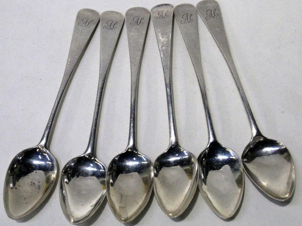 Appraisal: Set of six George III silver teaspoons Edinburgh