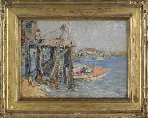 Appraisal: Anna W Speakman American d oil on board harbor scene