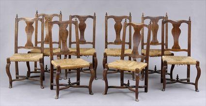 Appraisal: SET OF EIGHT CONTINENTAL SIDE CHAIRS Each serpentine cresting rail