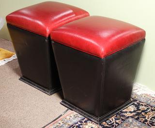 Appraisal: Pair of Moderne Lee Industries leather stools Pair of Moderne