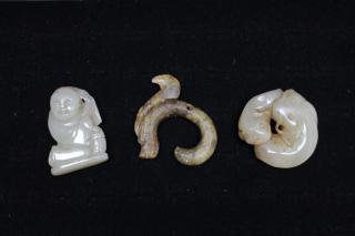 Appraisal: Carved Chinese Jade Pendants Carved Chinese Jade Pendants Heights in