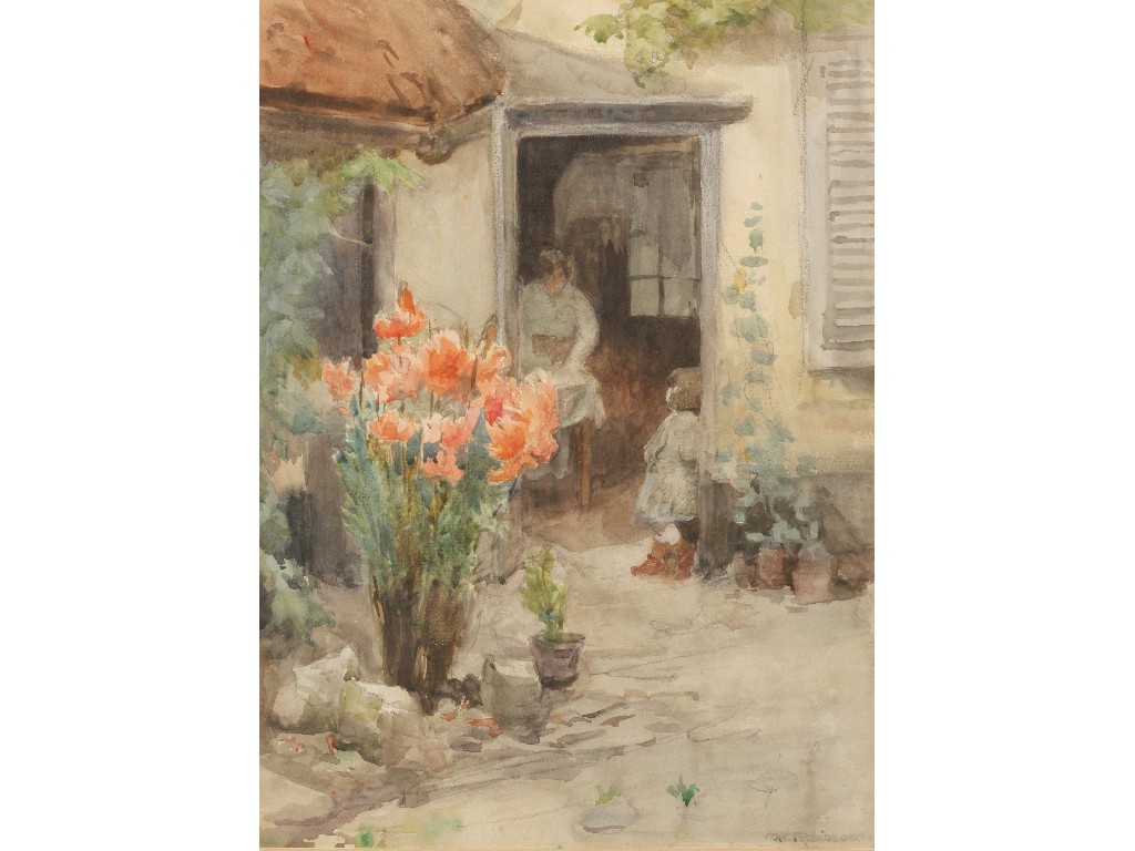 Appraisal: MABEL CATHERINE ROBINSON A woman in a cottage doorway with