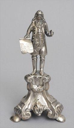 Appraisal: FRENCH SILVER FIGURE ON STAND Impressed with crowned 'P within