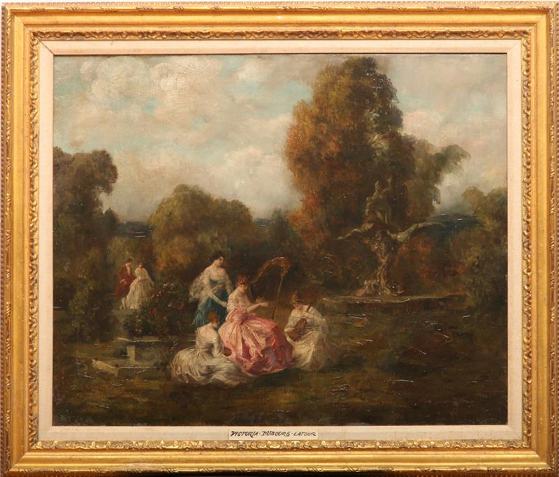 Appraisal: FRENCH SCHOOL - CONCERT IN THE PARK Oil on canvas