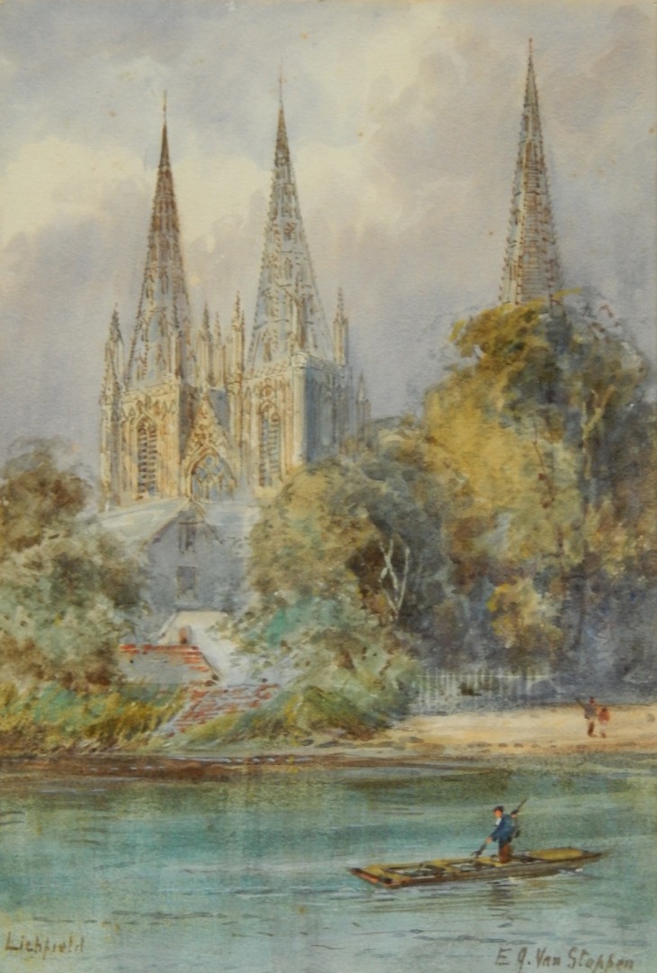 Appraisal: E J Van Strappen th thC Lichfield Norfolk watercolour -