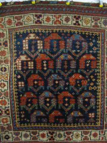 Appraisal: Persian Handmade Mat geometrics on blue field ' '' x