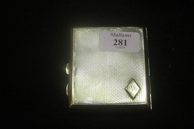 Appraisal: A SILVER CIGARETTE CASE with engine turned decoration monogrammed Birmingham