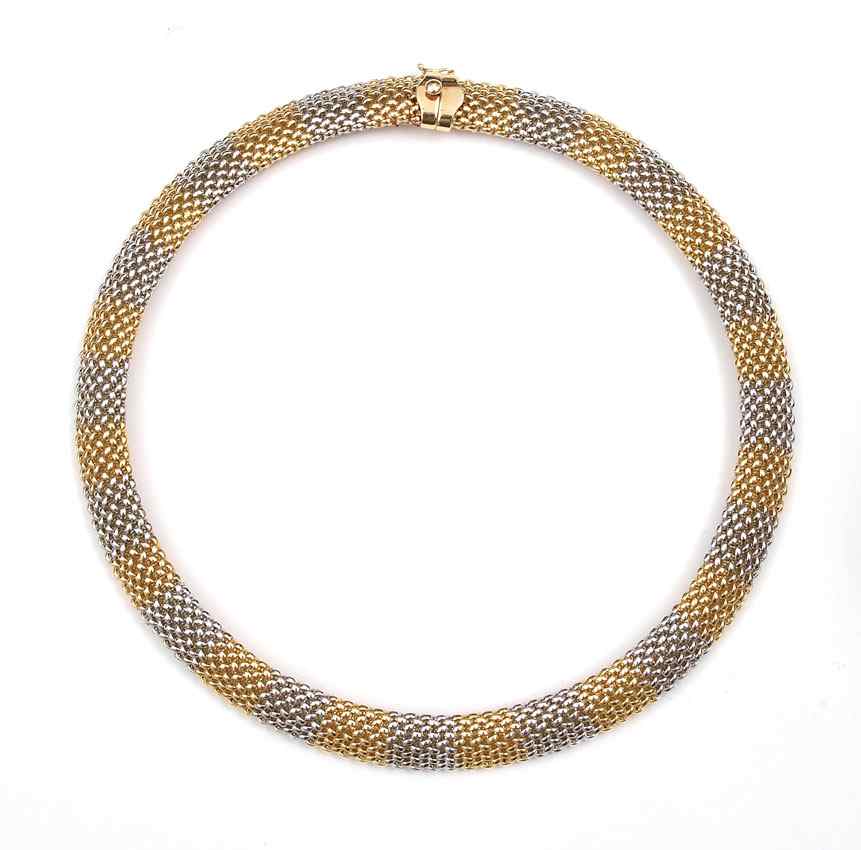 Appraisal: K TWO TONE GOLD MESH NECKLACE K yellow and white