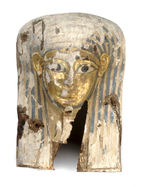 Appraisal: An Egyptian Painted Wood Sarcophagus Mask Height inches