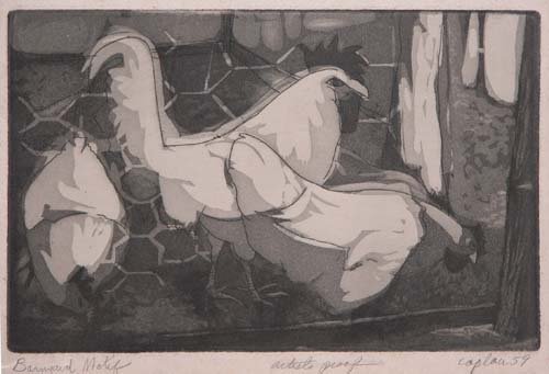 Appraisal: Barnyard Motif Etching on Paper Caplan Jerry x inches In