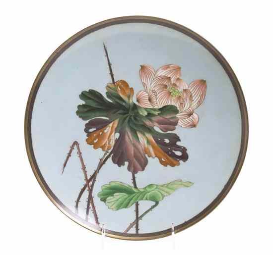 Appraisal: A Japanese Cloisonne Charger decorated with a lotus branch upon