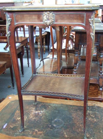 Appraisal: A th century French mahogany and ormolu mounted side table