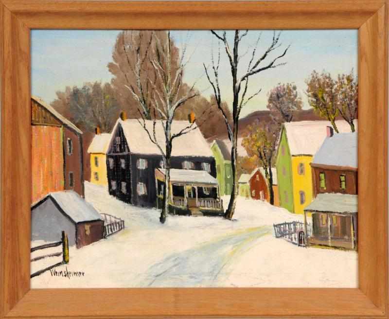 Appraisal: Oil on Canvas Painting by Weinsheimer Description Winter scene with