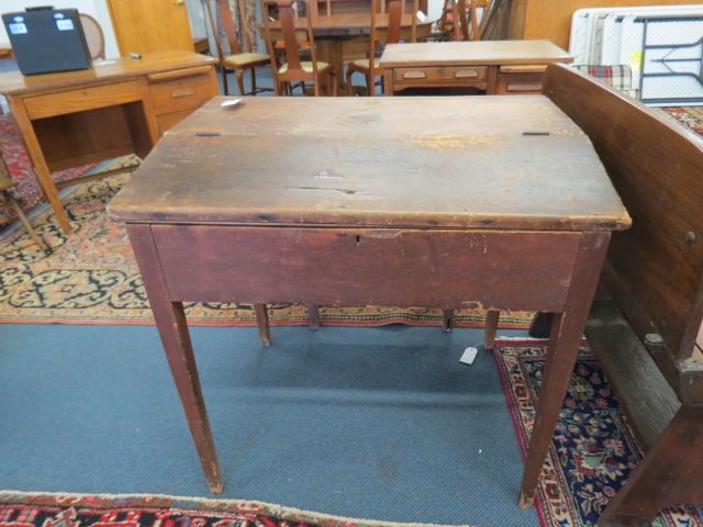 Appraisal: Primitive Slant Front Desk yellow pine secondary wood tall side