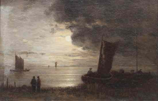 Appraisal: Charles Tredupp American - Boats By Moonlight oil on board