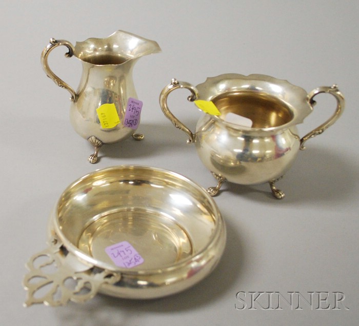 Appraisal: Three American Sterling Items a Fisher porringer and a two-piece