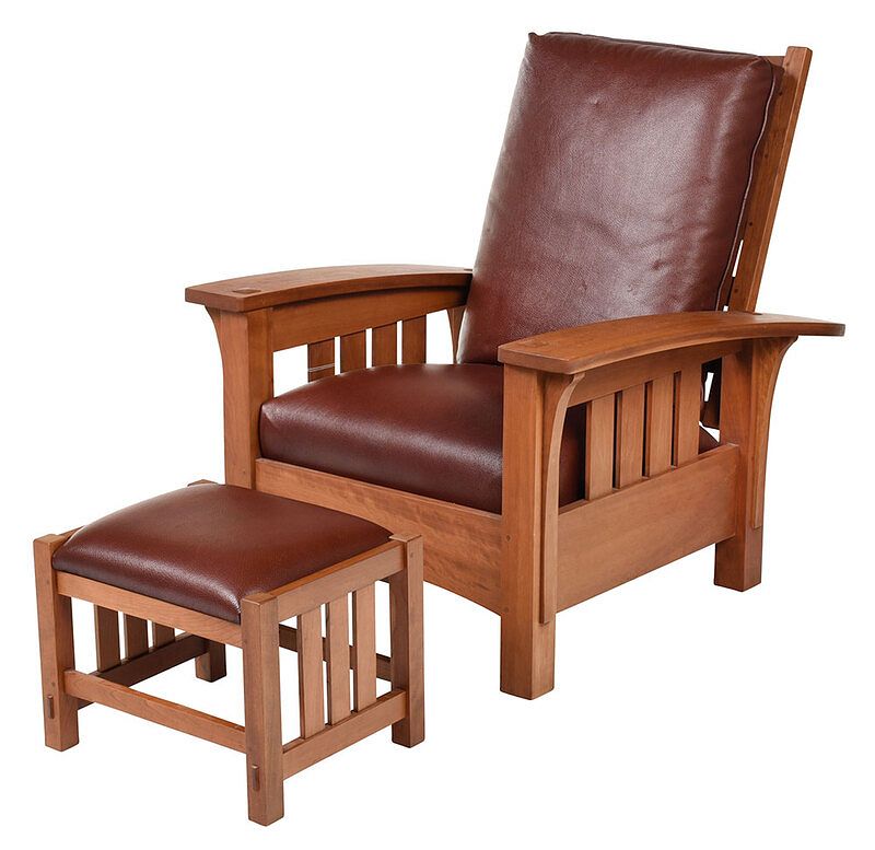 Appraisal: Contemporary Stickley Morris Chair and Footstool branded mark and metal