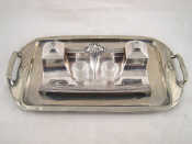 Appraisal: A WMF inkstand in the Jugendstil manner with two lidded