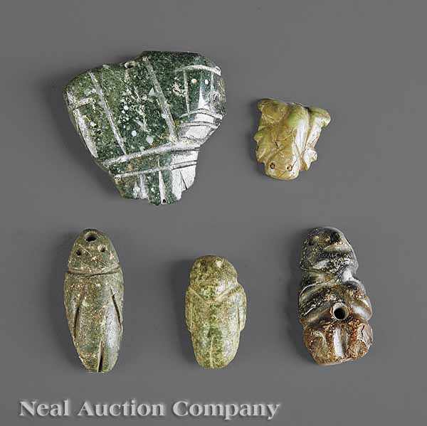 Appraisal: A Group of Five Mezcala Carved Stone Figural Pendants c