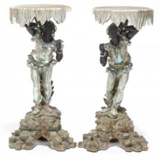 Appraisal: Pair of th Century Blackamoor Pedestals th century carved and