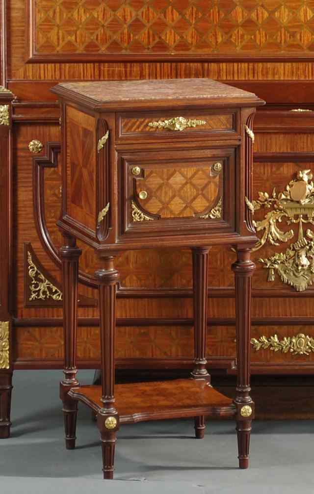 Appraisal: LOUIS XVI STYLE ORMOLU-MOUNTED MAHOGANY NIGHTSTAND French c having a