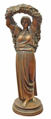 Appraisal: Art Nouveau terracotta sculpture early th c woman in draped