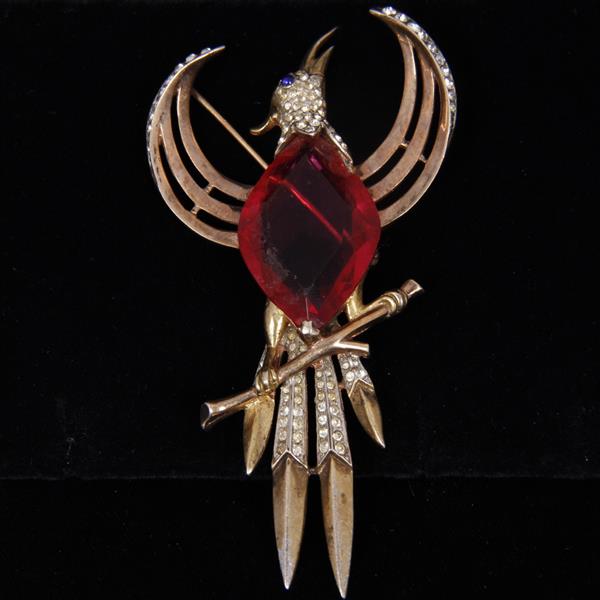 Appraisal: Trifari Sterling 'Alfred Philippe' Faceted Ruby Jewel Belly Bird of