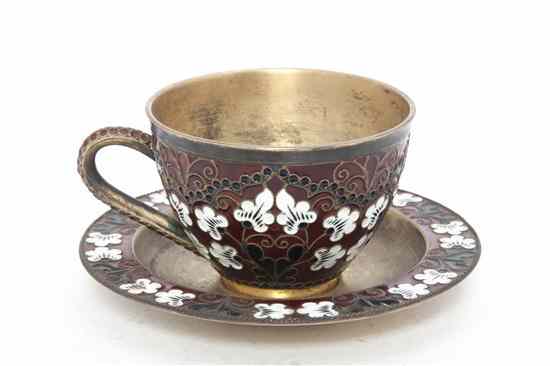 Appraisal: A Russian Gilt Silver and Cloissone Teacup and Saucer St