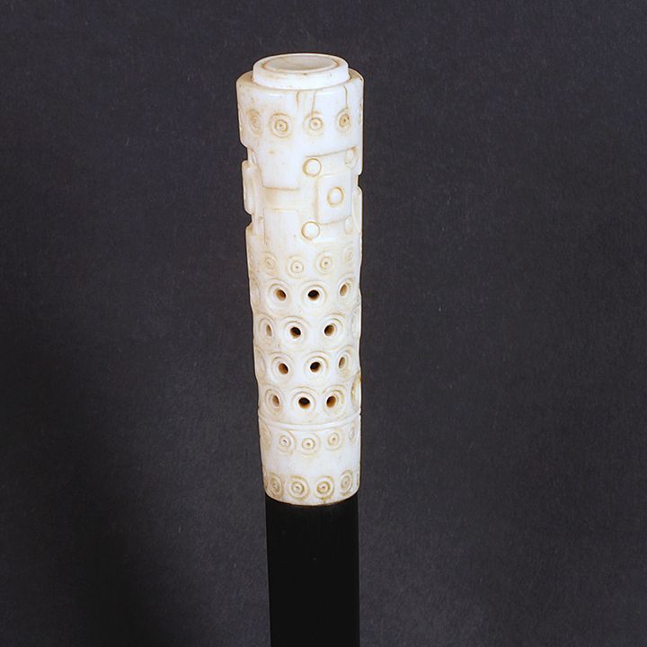 Appraisal: Bone Dress Cane Ca - A carved Asian bone handle