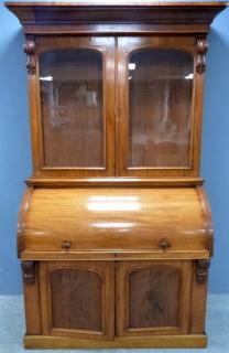 Appraisal: th century mahogany cylinder bureau book case cm x cms