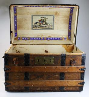 Appraisal: Victorian Dome Top Steamer Trunk With Lithographed Interior Lid Of