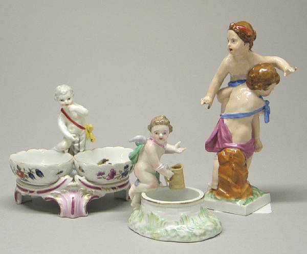 Appraisal: Three Berlin porcelain figures th century Each with underglaze blue