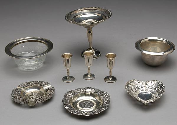 Appraisal: A group of sterling table articles Comprising Revere bowl monogrammed