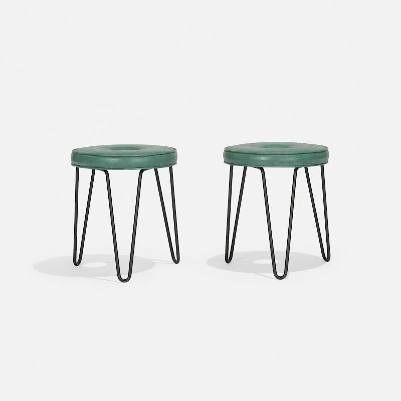 Appraisal: American stools pair American stools pair c vinyl enameled steel