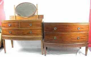 Appraisal: An Edwardian mahogany bowfront dressing table cm wide and a