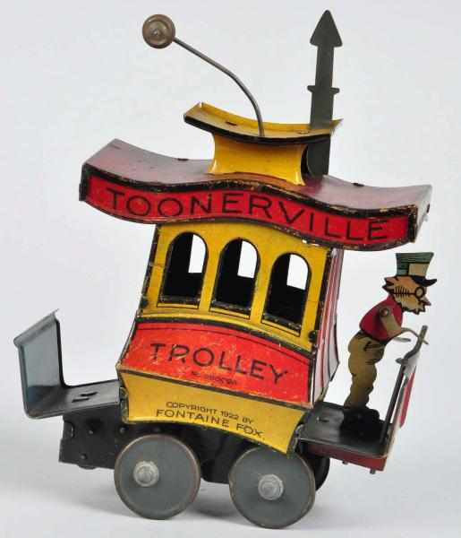 Appraisal: Tin Litho Nifty Toonerville Trolley Wind-Up Toy Description German Original