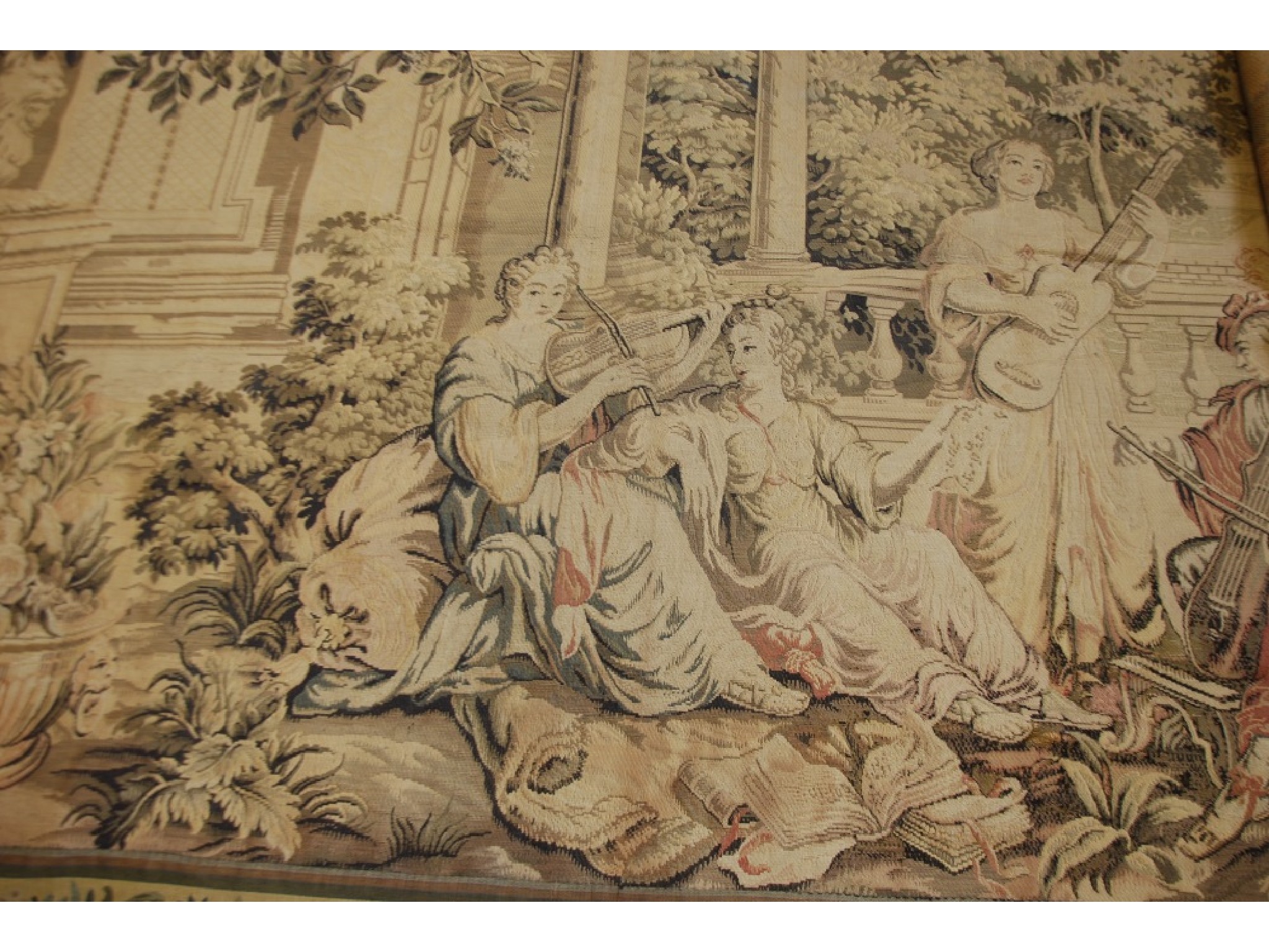 Appraisal: LARGE NINETEENTH CENTURY MACHINE WOVEN WALL HANGING PICTORIAL TAPESTRY depicting