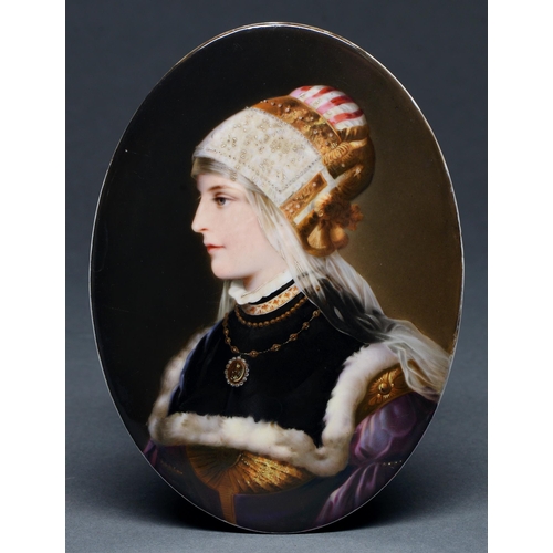 Appraisal: A German porcelain plaque c painted with a young woman