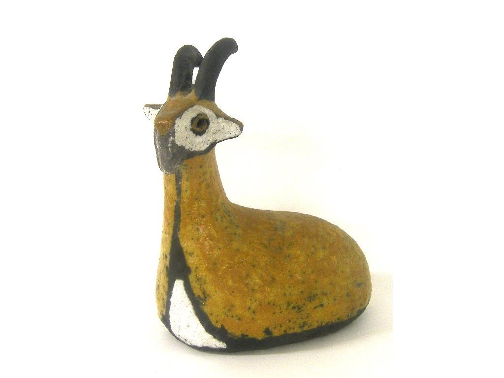 Appraisal: Rosemary Wren Oxshott Pottery model of a deer mustard coloured