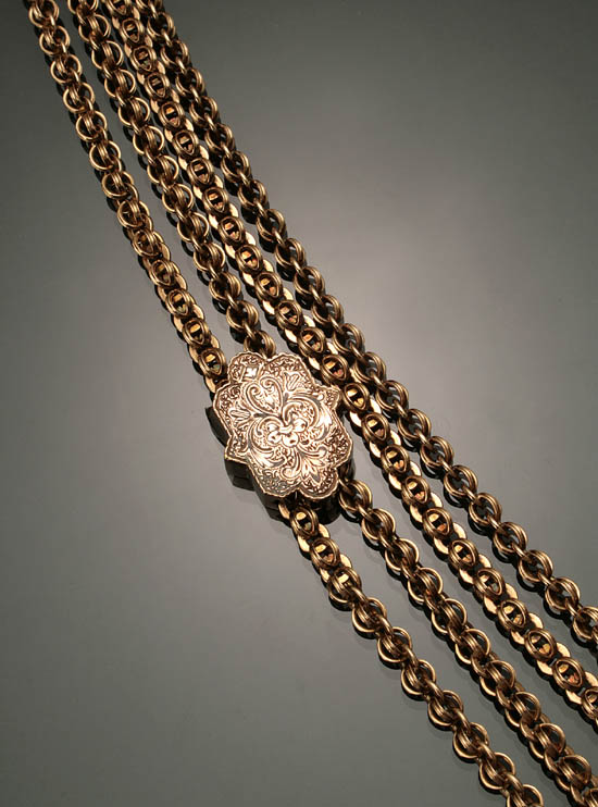 Appraisal: Victorian Tested -Karat Yellow-Gold Watch Chain and Slide Circa The