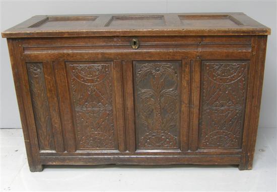 Appraisal: Oak panelled coffer th century and later parts with interior