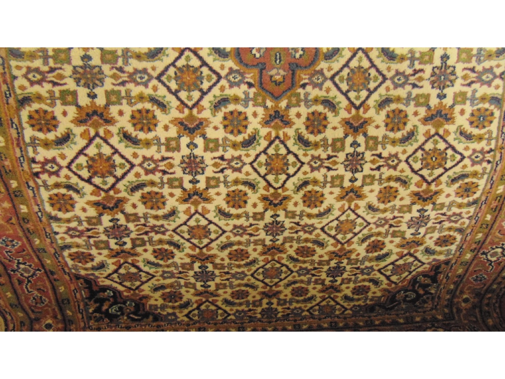 Appraisal: A Persian style brushed woodwork carpet with abstract floral detail