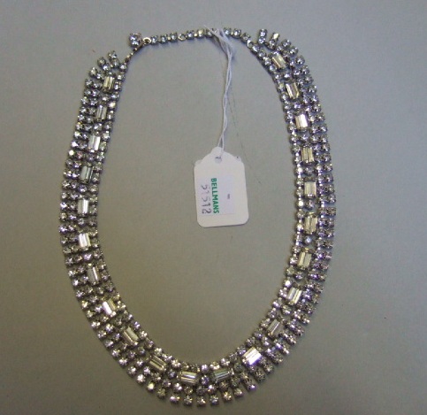 Appraisal: A colourless paste set collar costume necklace cased