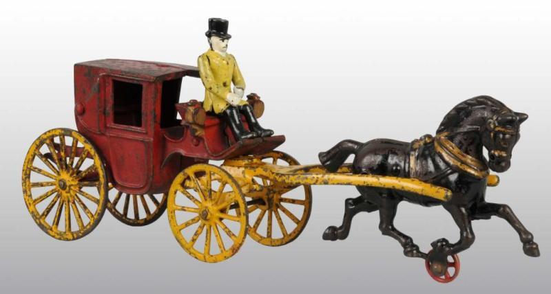 Appraisal: Cast Iron Hubley Single-Horse Cab Toy Description Figure is replaced