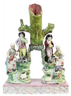 Appraisal: Staffordshire pearlware figural spill vase circa Staffordshire pearlware figural spill