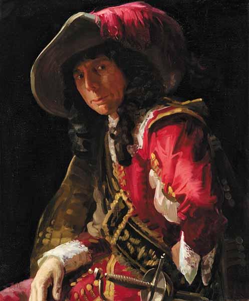 Appraisal: James P Barraclough British - The Scarlet Cavalier oil on