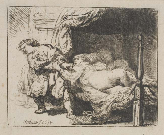 Appraisal: REMBRANDT VAN RIJN Joseph and Potiphar's Wife Etching and drypoint