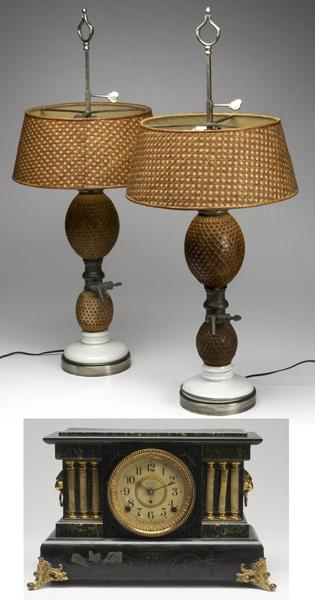 Appraisal: FRENCH LIGHTING Pair of seltzer bottles mounted as lamps on