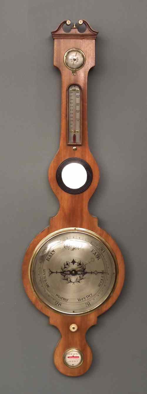 Appraisal: A th Century mahogany cased wheel barometer thermometer and hydrometer