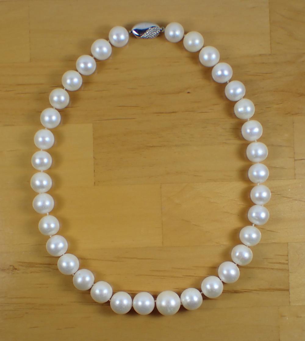 Appraisal: PRINCESS LENGTH PEARL NECKLACE - hand-knotted strand of well matched